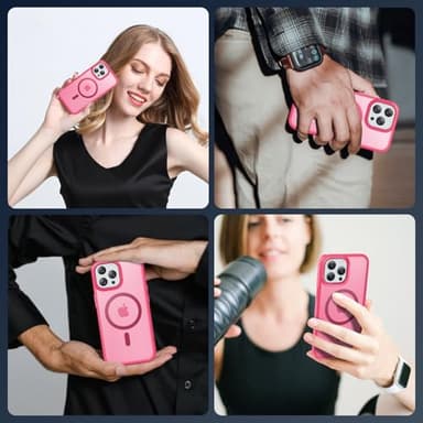 Temdan for iPhone 15 Pro Max Case [Compatible with MagSafe] [Military-Grade Drop Protection] [Anti-Fingerprint] [Anti-Scratch] Slim Silky-Soft Touch Translucent Matte Case 6.7 inch, Hot Pink - Image 7