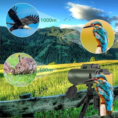 Monocular-Telescope 80x100 High Powered Monoculars High Definition for Adults High Powered with Smartphone Adapter Telescope Hunting Wildlife Bird Watching Travel Camping Hiking-Green - Image 5