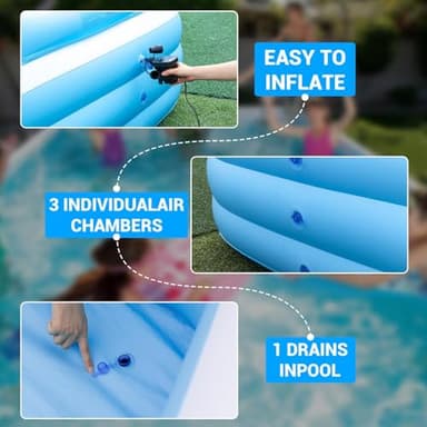 Large Inflatable Pool with Lights - 145'' X 74'' X 22'', Thickened Blow Up Pool with Seats & Backrest for Adults, 7 Color Big Swimming Pool for Family Water Party Backyard Summer - Image 8