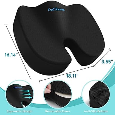 Office Chair Seat Cushion, Cooling Gel Enhanced Memory Foam Cushion for Long Sitting - Back, Sciatica, Coccyx, Tailbone Pain Relief Pillow - for Office, Gaming, Car, Wheelchair - Black, X-Large - Image 3