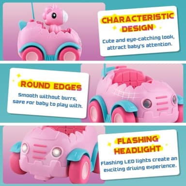 Nueplay Remote Control Car for Toddler Age 2 3 4 5, Electric RC Toys with Light & Music, Toddler Toys, Race Vehicles, Horse Figures Truck, Christmas Birthday Gift for Baby Girls, Pink - Image 5