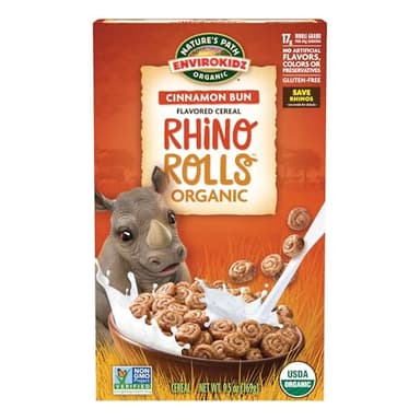 EnviroKidz Organic Rhino Rolls Cereal, 9.5 oz (Pack of 12), Cinnamon Bun, Gluten Free, Non-GMO, by Nature's Path - Image 1