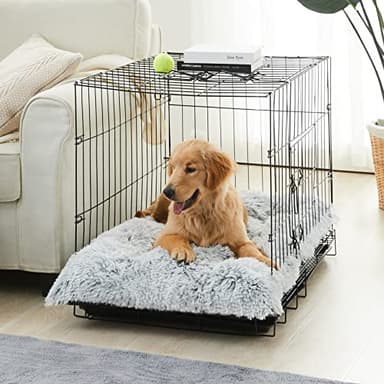 BFPETHOME Dog Beds for Large Dogs, Plush Dog Crate Bed Fluffy Cozy Kennel Pad for Sleeping &Ease Anxiety, Washable Pet Mats with Anti-Slip Bottom for Large Medium Dogs, Pet Bed Grey - Image 7