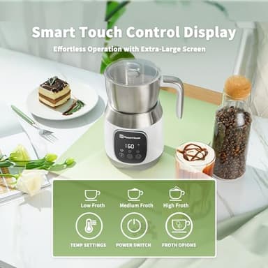 Maestri House Milk Frother, 21OZ Variable Temp and Froth Thickness Milk Frother and Steamer, Smart Touch Control Milk Warmer, Dishwasher Safe, Memory Function for Latte Cappuccino Hot Chocolate - Image 5