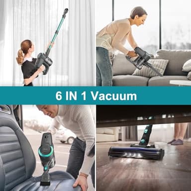 DEVOAC N300 Cordless Vacuum Cleaner, 6 in 1 Lightweight Stick Vacuum, 2200mAh Battery Up to 40mins Runtime, Powerful Handheld Vacuum for Hard Floor Rug Pet Hair Home Dorm (Waterfall) - Image 5