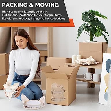 Newsprint Packing Paper for Moving Boxes, 26" x 15" Packing Boxes for Moving, Packaging, Shipping Supplies, 52 Sheets Newspaper Wrapping Material for Moving Essentials, Dishes Glassware Filler 1.5 lbs - Image 3