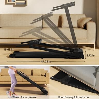 AoraPulse Portable Treadmills for Home, 3.0HP Folding Walking Small Treadmill with 300 LBS Capacity, Foldable Running Exercise Electric Compact Treadmill with LED Display - Image 4