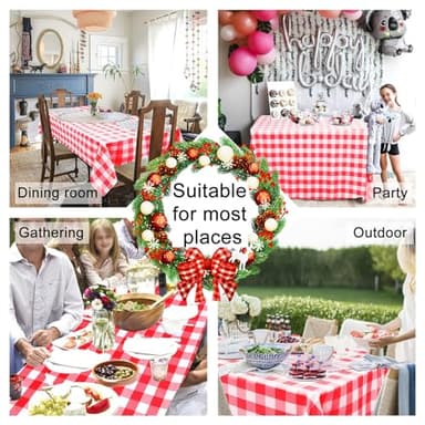 Hiasan Red and White Checkered Tablecloth Rectangle - Stain Resistant, Waterproof and Washable Plaid Table Cloth for Picnic, Holiday Dinner and Kitchen, 60 x 120 Inch - Image 6