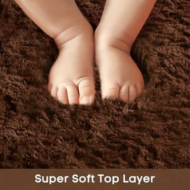Ophanie Brown Rugs for Bedroom Living Room, Fluffy Fuzzy Furry Carpet, Plush Soft Shaggy Bedside Indoor Floor 4x6 Area Rug for Kids Girls Boys Baby Teen Dorm Nursery Home Decor Aesthetic - Image 2
