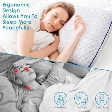 CushyOasis Memory Foam Pillows for Side, Back and Stomach Sleepers, Bed Pillow with Washable Cover and Breathable Mesh, Bed Pillow for Sleeping Standard Size (Grey) - Image 5