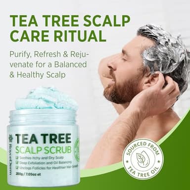 Roycederm Tea Tree Scalp Scrub: Anti Fungal Pre Shampoo, Itchy Relief Scalp Treatment for Dandruff, Psoriasis & Seborrheic Dermatitis - Gently Exfoliator, Relieves Dryness, Promotes Hair Growth - Image 7