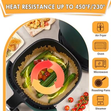 Air Fryer Liners Disposable, 100PCS 8 Inch Non-stick Air Fryer Parchment Paper Liners, Round Free of Bleach Airfryer Liners for 5-8QT Air fryer, Baking, Roasting Microwave - Image 4