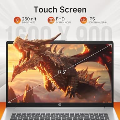 HP 2025 Touchscreen Laptop, 17.3" HD+ 250nit, AMD Ryzen 5 7430U(Up to 4.3 GHz), Radeon Graphics, 32 GB RAM, 1 TB SSD, Copilot-Ai Chat, Wi-Fi6, Long Battery Life, AI Noise, Windows11 Pro, w/Accessories - Image 4