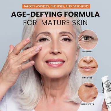 Super Vitamin C Face Serum for Mature Skin: All-In-One Hydrating Anti-Aging Formula with Vitamin C, Hyaluronic Acid, Vitamin E, and Peptides – Face Lift Serum for Wrinkles, Dark Spots (1 fl. oz.) - Image 5
