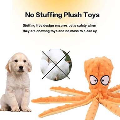 CPYOSN Octopus Squeaky Plush Dog Toys - No Stuffing, Crinkle, Durable for Puppy Teething, Small to Large Dogs, 2 Pack - Image 3