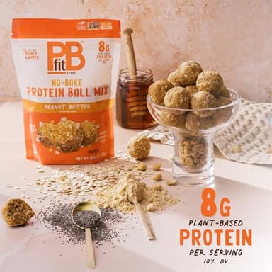 PBfit No Bake Peanut Butter Protein Ball Mix, 8g Protein, Made with Chia Seeds & Whole Grain Oats, Gluten Free, Vegan Snacks, 10.58 Oz Bag - Image 3