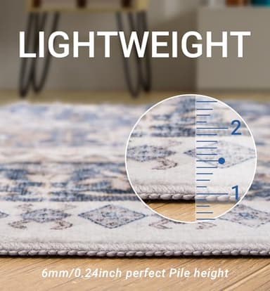 zesthome Washable Runner Rug 2.5x16 - Stain Resistant Entryway Rug,Ultra-Thin Kitchen Rugs, Anti Slip Backing Runner Rugs for Entrance Laundry Room Indoor Hallway (Blue/Beige,2.5'x16') - Image 4