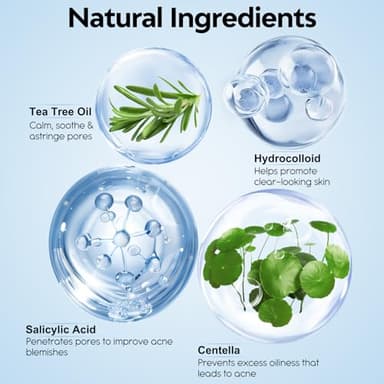 Full Face Pimple Patches(5 Pack),Big Hydrocolloid Acne Patches,Skin Care Zit Patches for Whole Face,Nose, Chin, Forehead & Cheeks w/Tea Tree Oil, Salicylic Acid & Cica Oil（5 Pack,25 Patches） - Image 3