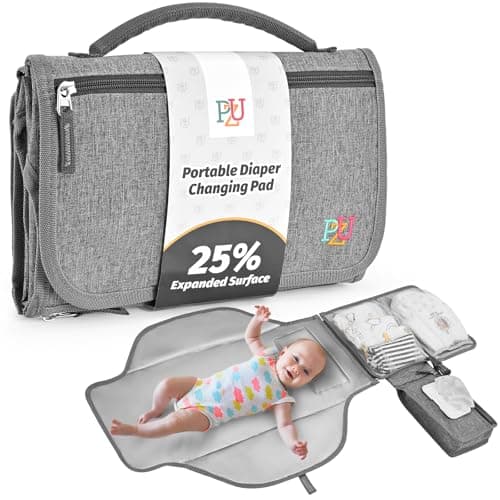 PZU Portable Diaper Changing Pad - Changing Pad Portable with Wipes Pocket, Waterproof Diaper Changing Mat, Portable Changing Pad for Baby, Newborn Gift（Grey） - Image 1
