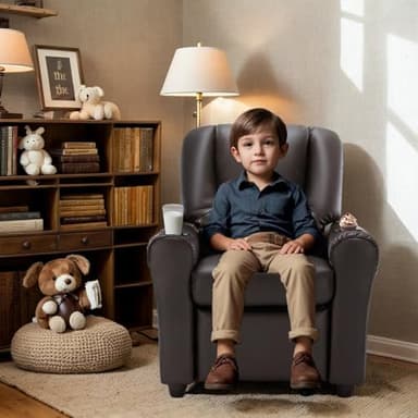 JC HOME Candy Kids Reclining Chair Leather Recliner Sofa Push Back Toddler Youth Children Child Ages 1-6 - Image 2