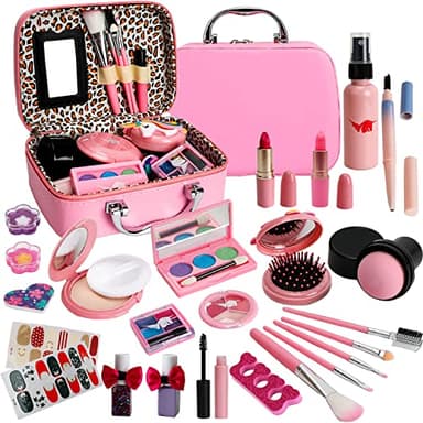 For Ideahome Kids Washable Makeup Girl Toys - Real Make Up Set, Little Girls Makeup Kit for Toddler Kid Children Princess, Christmas Birthday Gift Toys for Girl 4 5 6 7 8 9 10 Year Old - Image 1