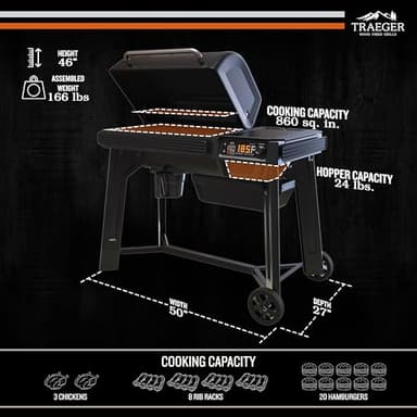 Traeger Grills Woodridge Electric Wood Pellet Grill and Smoker, Wi-Fi Temperature Control up to 500 Degrees, 860 Sq. In. Cooking Capacity, 6-in-1 for Outdoor Grilling, Smoking, and BBQ, TFB86MLH - Image 2