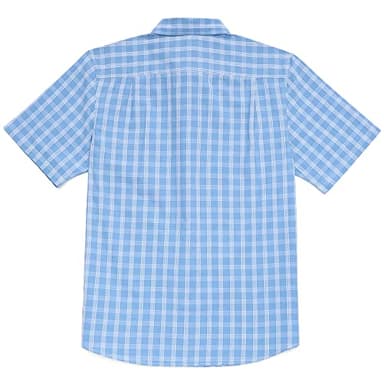 Dubinik® Mens Short Sleeve Button Down Shirts 100% Cotton Plaid Men's Casual Button-Down Shirts with Pocket Teal White - Image 2
