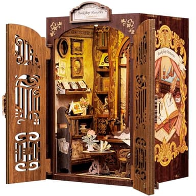 CUTEBEE Book Nook Kit - DIY Miniature House Dollhouse Kit for Adult and Teens, Booknook Bookshelf Decor Alley Model Build with LED Light, Gifts for Family and Friends (Bookshop Memories) - Image 2