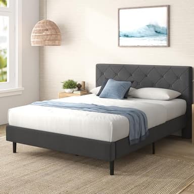 ZINUS King Shalini Upholstered Platform Bed Frame with Headboard [New WonderBox(TM) Version], Wooden Slat Support, No Box Spring Needed, Easy Assembly, Eco Friendly Packaging, Dark Grey - Image 11