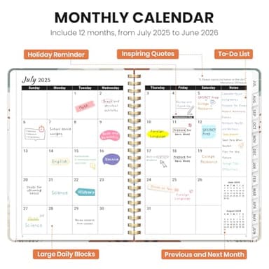 Planner 2025-2026, Monthly and Weekly Calendar Academic Planner (July 2025 - June 2026), Hardcover Student Teacher Planning Agenda Book with Tabs, Perfect for Office School Supplies, A5 (6.3" x 8.5") - Abstract - Image 4