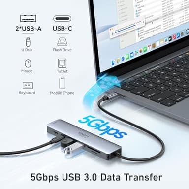 USB C Hub HDMI Adapter for MacBook Pro/Air, 7 in 1 USBC Dongle with HDMI, SD/TF Card Reader, USB C Data Port,100W PD, and 2 USB 3.0 Compatible for MacBook Pro/Air, Dell XPS, Lenovo Thinkpad. - Image 5
