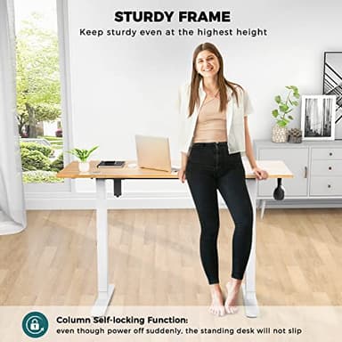 SMUG Height Adjustable Electric Standing Desk, 48 x 24 Inches Sit Stand up Desk Home Office Computer Desk, Ergonomic Desk with Memory Controller Standing Table Natural - Image 10