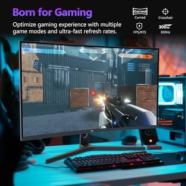 Z-Edge 27 inch Curved Gaming Monitor, FHD 1080P 300Hz 240Hz PC Monitor, Ultra-Fast MPRT 1ms Curved Monitor, 1500R, 16.7M Colors, UG27H Frameless Bezel, 2X DP 1.4 Ports and 2X HDMI 2.0 Ports - Image 4