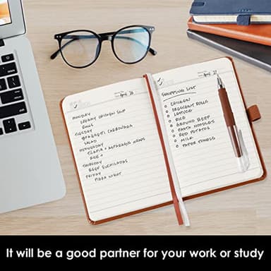 NIRMIRO 3 Pack Pocket Notebook Journals, Small Notepad Notebooks for Note Taking, A6 Mini Note pads with Pen Holder, 408 Lined Pages, 3.7" x 5.7", Black, Brown, Blue - Image 5