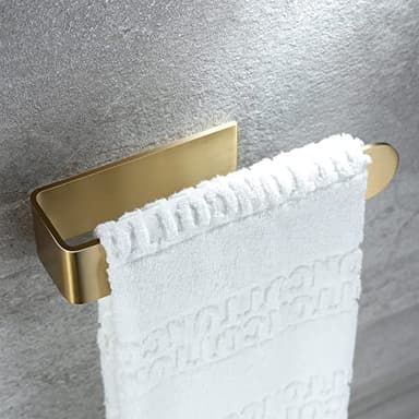 Taozun Towel Holder Gold Hand Towel Rack Adhesive Towel Bar Stick on Towel Ring for Bathroom Wall Kitchen RV, Stainless Steel Brushed Brass Finish - Image 2