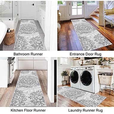 HEBE Hallway Runner Rug 2'x6' Washable Vintage Distressed Area Rugs Non Slip Laundry Rug Runner Boho Floor Carpet Runners for Hallways Entryway Laundry Room Kitchen Bathroom - Image 5