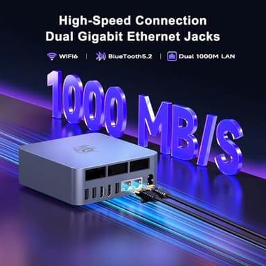 Beelink Dual LAN Mini PC, EQi12 Intel Core i5-1235U(10C/12T, max 4.4GHz), 16GB DDR4 RAM 500GB PCIe4.0 SSD, WiFi 6/ BT5.2/ Dual HDMI/Bulit-in 85W Power Supply Desktop Computer - Image 3