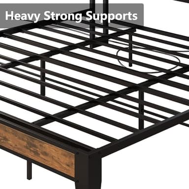 ANCTOR California King Bed Frames, Storage Headboard with Outlets, Easy to Install, Sturdy and Stable, No Noise, No Box Springs Needed, Rustic Brown and Black - Image 9