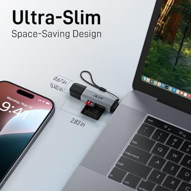 acer SD Card Reader USB C, Dual Slots USB 3.0 Type C to Micro SD Card Adapter, Memory Card Reader for MicroSD, SDHC, SDXC, Compatible with Laptop, PC, iPhone16/15, MacBook Pro/Air, iPad Pro, Android - Image 9