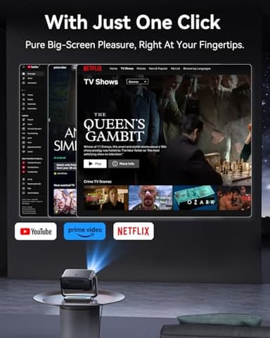 4K Projector Decoding Support, Projector with WiFi and Bluetooth, Native 1080P mini projector, 180° Rotatable with Auto Keystone, 200'' Screen Portable Outdoor Home Theater Movie Smart Projectors - Image 3