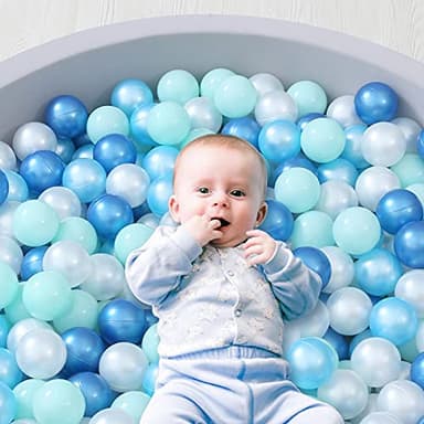 STARBOLO Ball Pit Balls Play Balls -100PCS Pearl 4 Blue Colors Ocean Balls BPA&Phthalate Free Non-Toxic Crush Proof Soft Plastic Ball Pit for Toddlers 1-3 Kids Birthday Pool Tent Party - Image 6