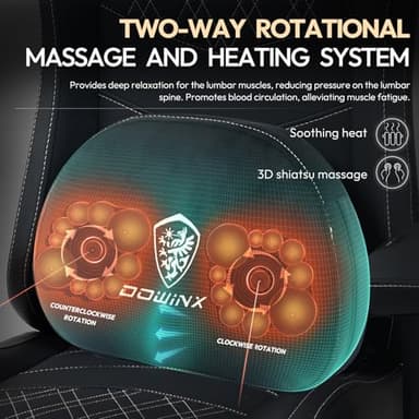 Dowinx Heated Massage Gaming Chair for Adults - Ergonomic Reclining Computer Chair with Pocket Spring Cushion and Adjustable Footrest, Heavy Duty Gaming Chair with Lumbar Support, Black White - Image 3