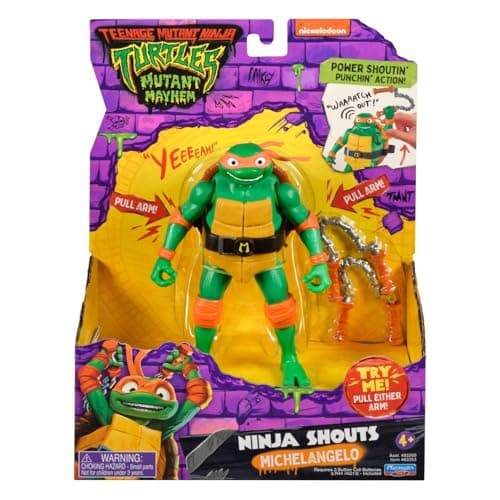 Teenage Mutant Ninja Turtles: Mutant Mayhem 5.5” Michelangelo Deluxe Ninja Shouts Figure by Playmates Toys