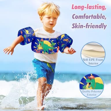 HeySplash Swim Vest for Kids, Toddler Pool Floaties Fit 22-44 Lbs, Swimming Vest with Adjustable Strap, Swim Jacket Water Wings Arm Floats, Puddle Beach Boat Jumper for Boy Girl Age 2-5, Dinosaur - Image 4
