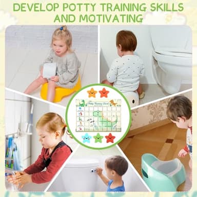 Potty Training Chart for Toddlers with 40 Large Reusable Magnetic Star Stickers, Interactive Reward Chart for Toilet Training (Dinosaur) - Image 4