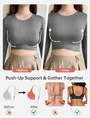 OEAK Womens Wireless Seamless Bras Full Coverage Supportive Lounge Bra Push Up Plus Size Everyday Bra Comfortable Tshirt Bras Black L - Image 5