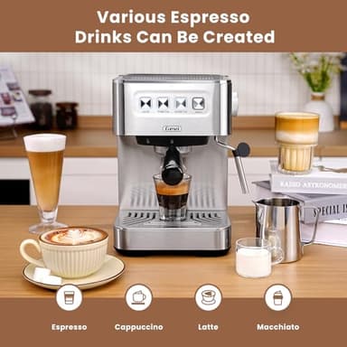 Gevi Espresso Machine 20 Bar, Coffee Machine with Milk Frother, Stainless Steel Espresso Maker for Cappuccino, Latte, Silver - Image 8