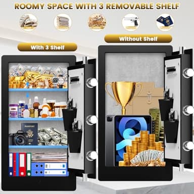 5.2 Cuft Biometric Fireproof Safe Box For Home, Heavy Duty Home Safe Fireproof Waterproof, Large Document Safes With Keypad, Anti-Theft Dual Alert, Mute Mode, Digital Security Safes For Jewelry Money - Image 5