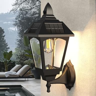 Motion Sensor Outdoor Light Fixture, 16 Inch Dusk to Dawn Solar Lanterns, 500LM Super Bright Waterproof Exterior Lighting Fixtures Porch Lights Solar Powered Outdoor Lights for Patio Wall Garage - Image 3