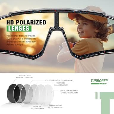 TURBOPEP 3Pack Kids Polarized Sunglasses - Youth Baseball Sunglasses for Boys Girls Age 3-12 Sports UV Protection Goggles - Image 5